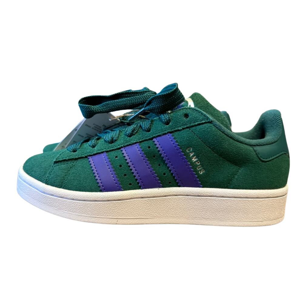 adidas Teal Green Suede Sneakers with Purple Stripes - Picture 6 of 10